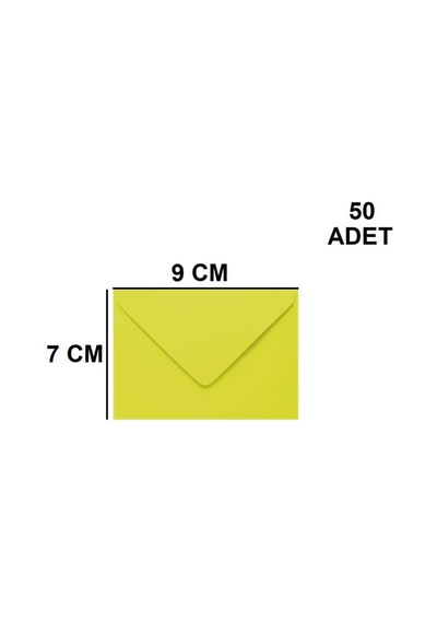 50 Adet Sarı Renkli Küçük Zarf 7x9