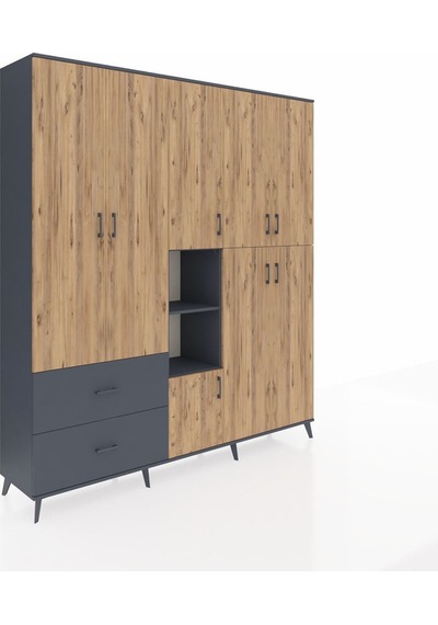 Hyperion Dolap 12 Raflı 2 Çekmeceli Tek Askılı 220x44x243 Antrasit-çam/antrasit Atlas Çam/antrasıt Hyperion Dolap 12 Raflı 2 Çekmeceli Tek Askılı 220x44x243 Antrasit-çam/antrasit Atlas Çam/antrasıt