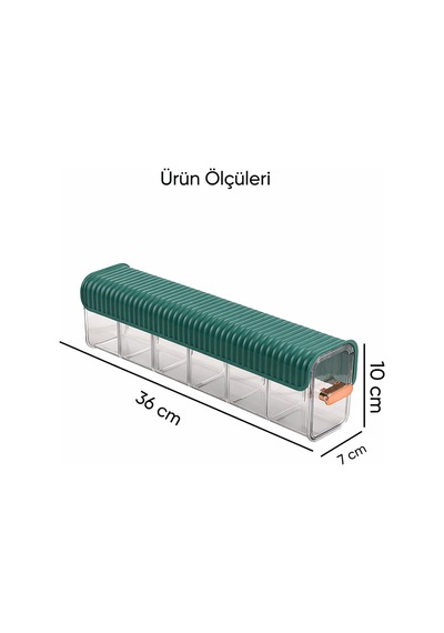 6 Bölmeli Sürgülü Çekmece İçi Organizer Plastik Çorap İç Çamaşır Dolap Düzenleyici Yeşil