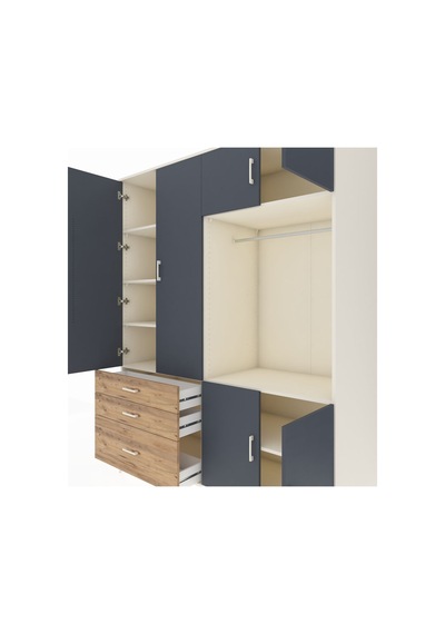 Kronos Gardrop 7 Raflı 3 Çekmeceli Tek Askılı 176x59x221 Aytaşı-antrasit/çam Antrasit/çam Kronos Gardrop 7 Raflı 3 Çekmeceli Tek Askılı 176x59x221 Aytaşı-antrasit/çam Antrasit/çam
