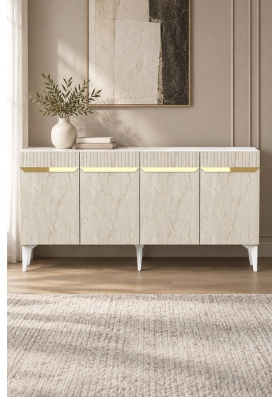 Ka1544btg Duma Konsol Beyaz-traverten-gold 150cm Beyaz - Traverten - Gold Ka1544btg Duma Konsol Beyaz-traverten-gold 150cm Beyaz - Traverten - Gold