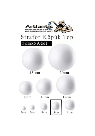 Strafor Köpük Top 5 Cm 5 Adet Köpük Top Küre Toplar Yuvarlak Strafor Köpük Top Okul Deney Hobi Sanat
