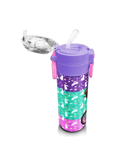 Coral High Kids Mor Pembe Bisikletli Kız Desenli Pipetli Ve Direkt İçim Çelik Termos 500 Ml 31797 Mor