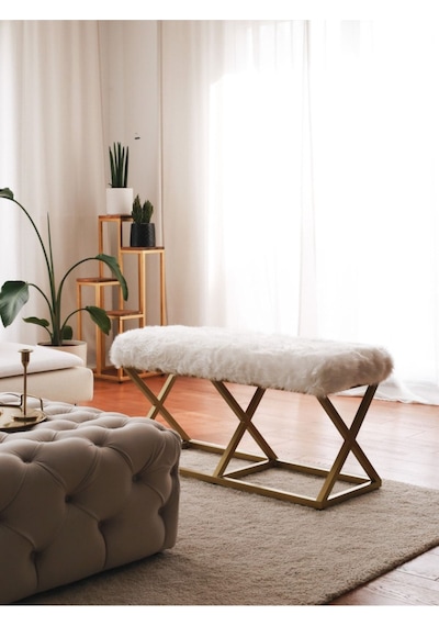 Evodeko Gold Peluş Bench Puf