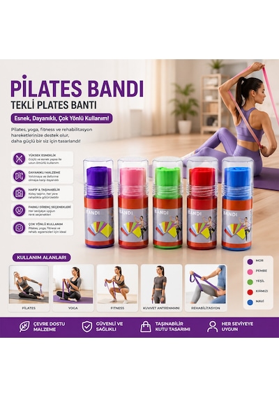 Kutulu Tekli Pilates Bandı Acı Kahverengi