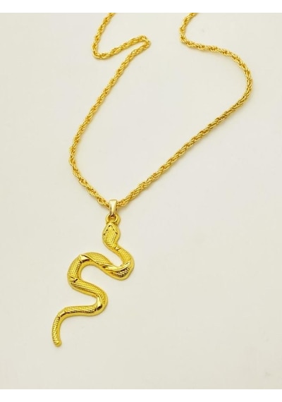 Yılan Kolye Gold Kaplama  Bbk20 Gümüş - Sarı