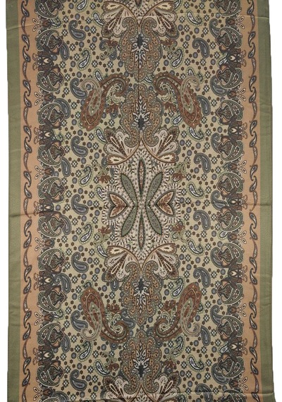 Mim Eşarp Enba Etnik Desenli Soft Pamuklu Şal 75x190 Cm Kahve