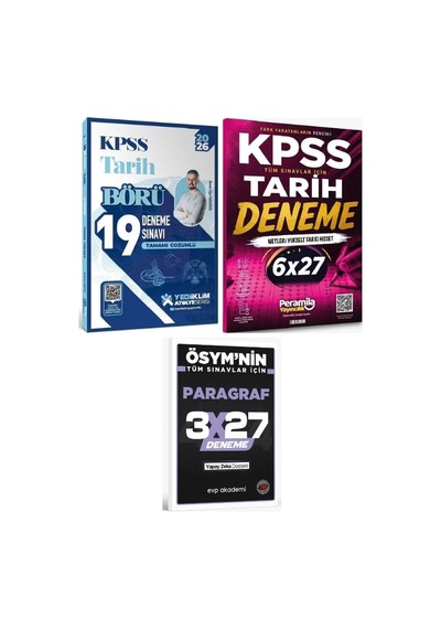 Yediiklim + Peramila 2026 Kpss Tarih Börü 19+6 Deneme Atölye Serisi 2 Li Set+evp Akademi Paragraf