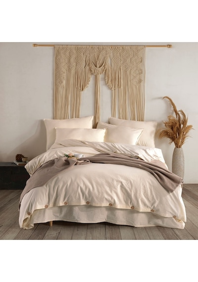 Macas Home Pure Love %100 Pamuklu Ipliği Boyalı Çiftkişilik Takım Krem