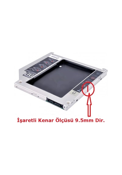 SSD Caddy 9.5Mm Dvd To SSD Kızak 2 HDD Bağlama - HDD Caddy Kutu