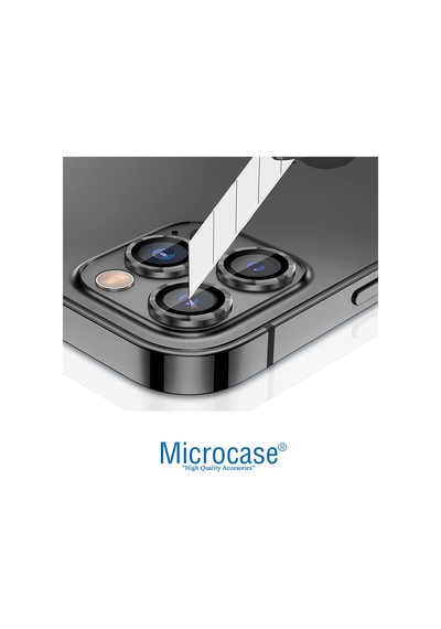 Apple Uyumlu iPhone 13 Pro Kamera Camı Lens Koruyucu Halka Set - Siyah
