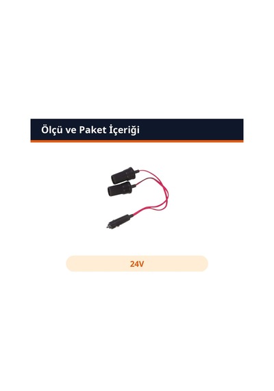 Trobus Araç Çakmak Soketi Çoğaltıcı Kablolu 12-24v 1 Erkek 2 Dişi Uçlu