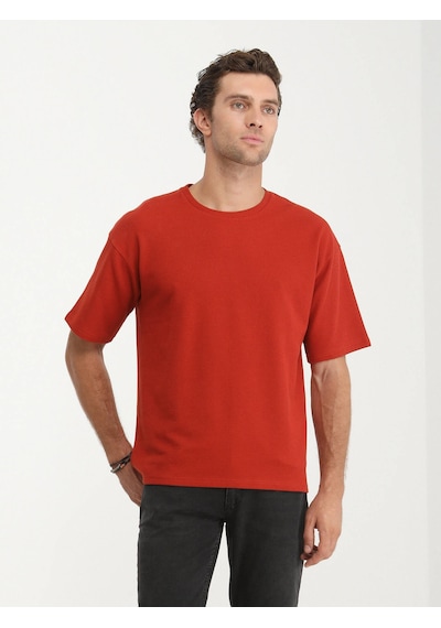 Kip Kiremit Bisiklet Yaka T-shirt Çok Renkli
