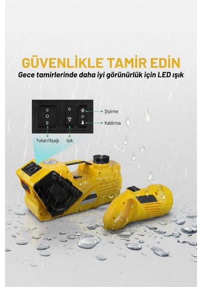Araç Krikosu Elektrikli Seti 5 Ton Kaldırma Bijon Sökme Kompresör Fenerli Araç Tamir Kiti