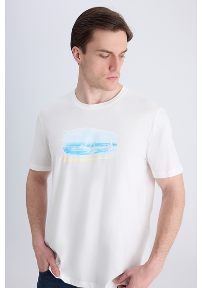 D's Damat Ds Damat Regular Fit Ekru Düz %100 Pamuklu T-shirt 4hc144701015m E01