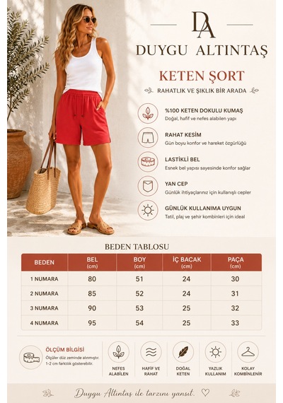Duygu Altıntaş Kadın Keten Şort Lastikli Bel, Cepli, Rahat Kesim, Yazlık Şık Model Kırmızı - 875540604 Kırmızı - 875540604 Kırmızı Duygu Altıntaş Kadın Keten Şort Lastikli Bel, Cepli, Rahat Kesim, Yazlık Şık Model Kırmızı - 875540604 Kırmızı - 875540604 Kırmızı
