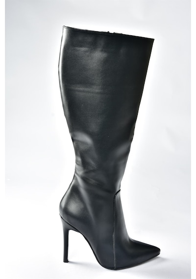 Fox Shoes Siyah İnce Topuklu Sivri Burun Kadın Çizme N372530109 Siyah