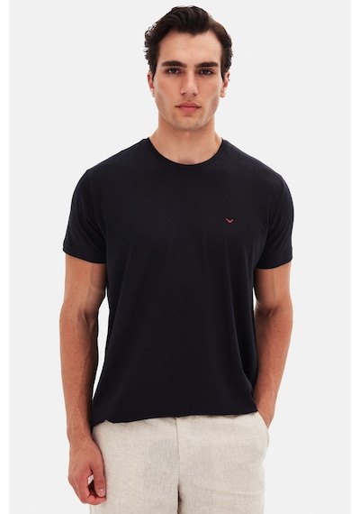 D's Damat Ds Damat Regular Fit Siyah Düz Nakışlı %100 Pamuk T-shirt 4hc140632006m Siyah