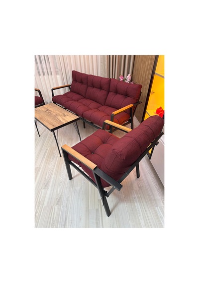 Houseart Balkon, Bahçe,teras,cafe - Salon - Metal Kanepe Koltuk Takımı - 3 1 1 Sehpa Bordo Houseart Balkon, Bahçe,teras,cafe - Salon - Metal Kanepe Koltuk Takımı - 3 1 1 Sehpa Bordo