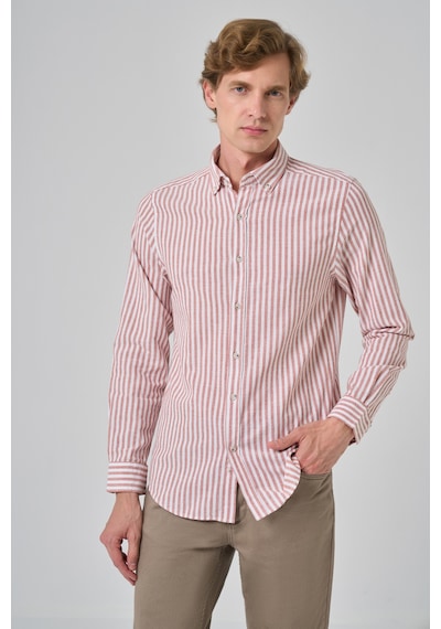 Morven Erkek Turuncu Slim Fit Düğmeli Yaka Gömlek 25ms004012451 Turuncu Turuncu