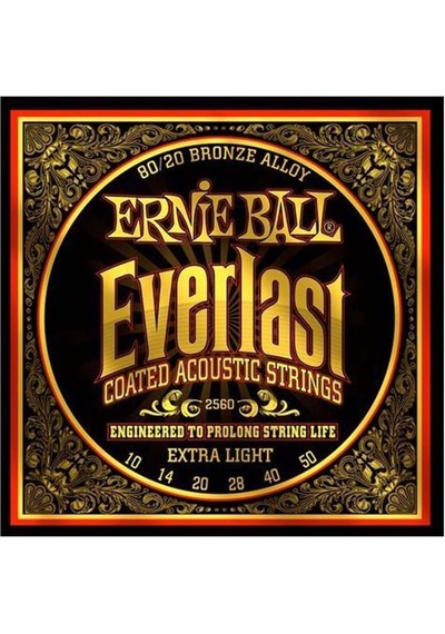 Ernie Ball 2560 Everlast 80/20 Bronze Extra Light Akustik Gitar Teli 10-50