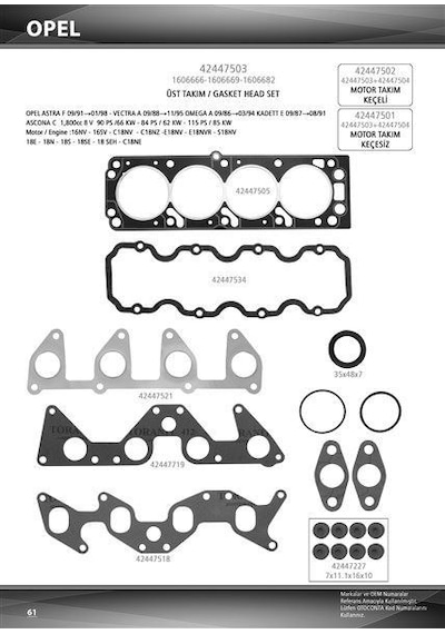 OTO CONTA 42447503 MOTOR TAKIM CONTA ÜST ASTRA F VECTRA A 1.8 C18