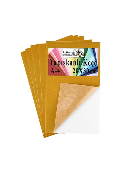 Yapışkanlı Keçe A4 20x30 Cm 5 Li 1 Paket 2.0 Mm Kendinden Yapışkanlı Renkli Hobi Keçesi Elişi Keçe Kumaşı Anasınıfı Kreş Turuncu