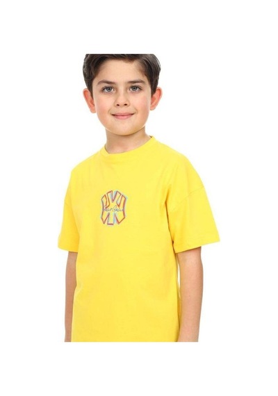 Ekkokids Erkek Çocuk Ny Baskılı Tshirt-14541 SARI