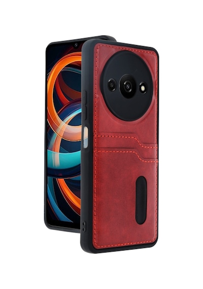 Redmi A3 4g Kılıf Sara Kartvizitli Deri Kılıf - Kırmızı Bz8683140846930