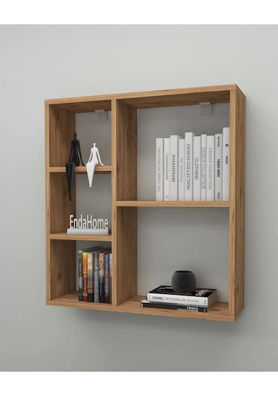 Reyo Enda Home Myra 5 Gözlü Çok Amaçlı Modern Duvar Rafı Atlantik Çam Atlantik Çam