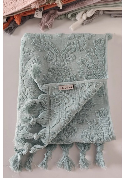 Saçaklı Mint Yeşili El Havlusu 50x90 Cm - Yumuşak Ve Dayanıklı - %100 Pamuk Mint