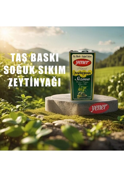 5 Lt Yener Taş Baskı Soğuk Sıkım Zeytin Yağı Yeni Mahsül 2025-2026