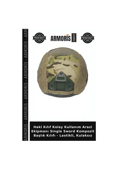 Haki Kılıf Kolay Kullanım Arazi Ekipmanı Single Sword Kompozit Başlık Kılıfı - Lastikli, Kulaksız
