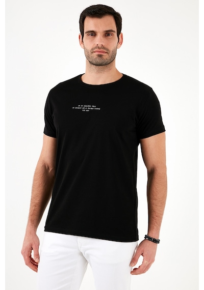 Buratti Pamuklu Slim Fit Bisiklet Yaka Erkek T Shirt 541Ifit Siyah