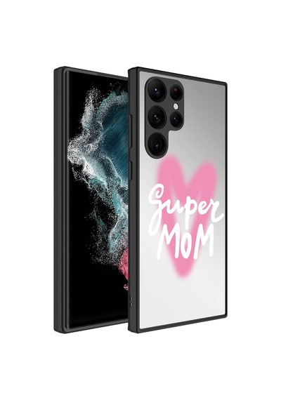 Samsung Galaxy Uyumlu S22 Ultra Kılıf Aynalı Desenli Kamera Korumalı Parlak Zore Mirror Kapak - Kalp