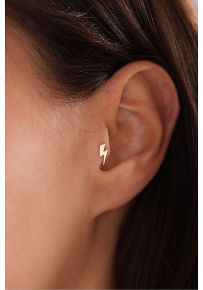 14 Ayar Altın Şimşek Tragus Küpe