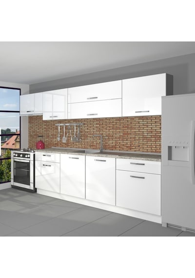 Decoraktiv Prestij 280 Mdf Hazır Mutfak Dolabı - Tezgah Dahil - Parlak Beyaz