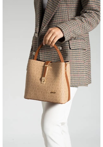 Just Polo Kadın Günlük Kullanıma Uygun Uzun Askılı Şık El & Omuz Çantası Shoulder Bag Kum Taba