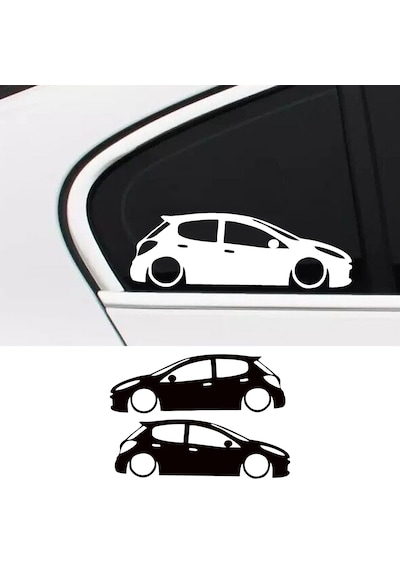 2 Adet Peugeot 207 Basık Oto Sticker, Kelebek Cam Sticker 25x9 Cm