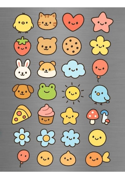 Emoji Temalı Karışık Pizza Güneş Bulut Yıldız Figürlü Süs Buzdolabı Magneti