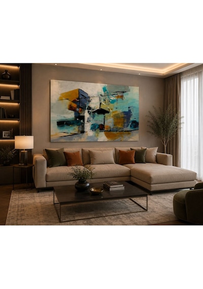 Modern Soyut Turkuaz & Hardal Renkli Kanvas Tablo Premium Dekoratif Duvar Tablosu Salon, Ofis, Yatak Odası Ve Koridor İçin Çerçevesiz Modern Sanat Tablosu Modern Soyut Turkuaz & Hardal Renkli Kanvas Tablo Premium Dekoratif Duvar Tablosu Salon, Ofis, Yatak Odası Ve Koridor İçin Çerçevesiz Modern Sanat Tablosu
