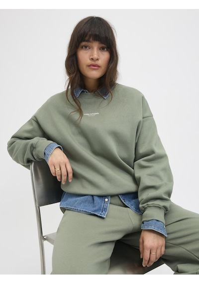 Jack & Jones Kadin Minimal Logo Baskili Sweatshirt - Studio - 12280154 Sea Spray