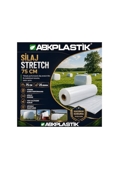Abk-st75-1500m 75 Cm X 1500 M 25 Mikron Silaj Stretch Film Abkplastik