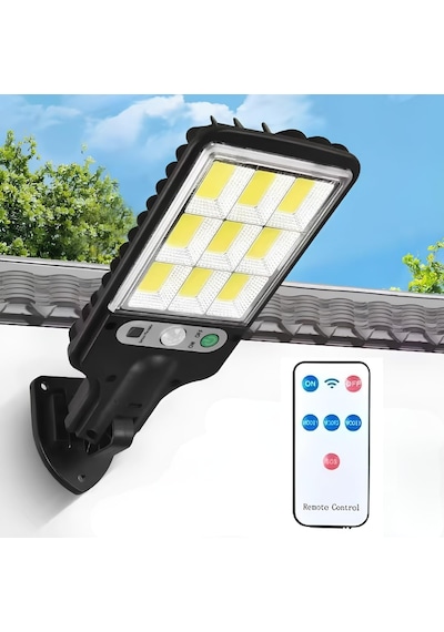 Jouis Solar Güneş Enerjili Sokak Lambası 120 Led - Ip65 Su Geçirmez Uzaktan Kumandalı Ve Hareket Sensörlü Cob Led