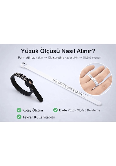 Hubrendy Çer Yüzük Ölçüsü Alma Aleti Parmak Yüzük Ölçer Aparatı Ring Sizer Yüzük Ölçme Ölçü Seti - 2