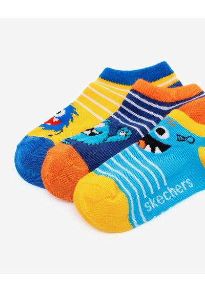 Skechers 3'lü Paket Funny Feet Bilekli Çorap Büyük Erkek Çocuk Sarı-mavi-lacivert Sk2520131-3474