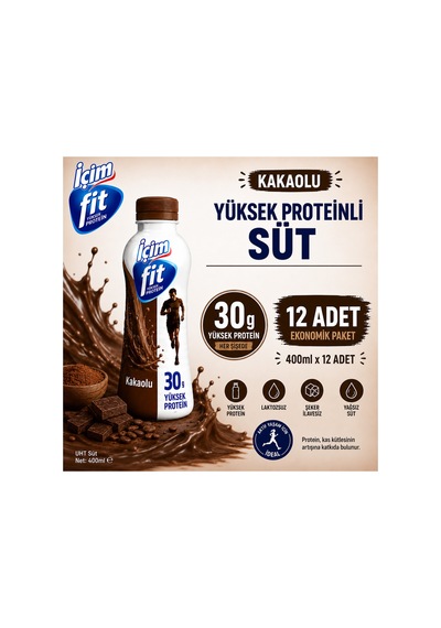 Fit Yüksek Proteinli Laktozsuz Kakaolu Süt 400ml X 12 Adet