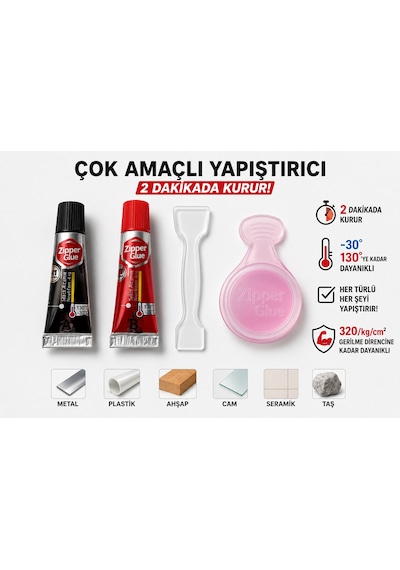 Cinamax Çift Bileşenli Epoksi Yapıştırıcı 16 Gr Metal Plastik Ahşap Cam 4 Dakika Kurur Güçlü Hız