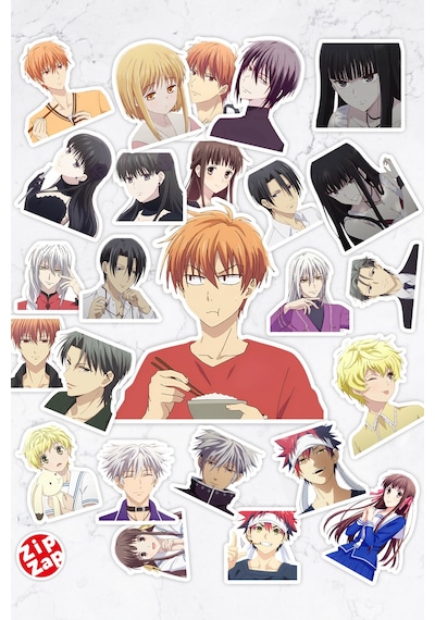 Fruits Basket Anime Telefon Laptop Bullet Journal Sticker Paketi 25 Adet Çok Renkli