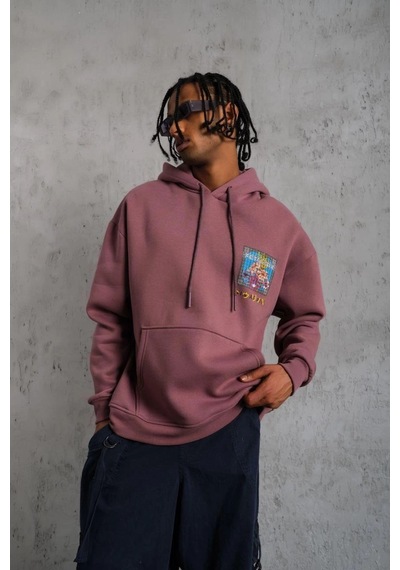 Ertaştrendstore Erkek 3 İplik Pamuklu Kapüşonlu Baskılı Cepli Oversize Sweatshirt Hoodie - Gül Kurusu Çok Renk Ertaştrendstore Erkek 3 İplik Pamuklu Kapüşonlu Baskılı Cepli Oversize Sweatshirt Hoodie - Gül Kurusu Çok Renk